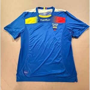 Marathon Ecuador National Team Soccer Jersey Blue Yellow Red FEF La Tri Mens L
